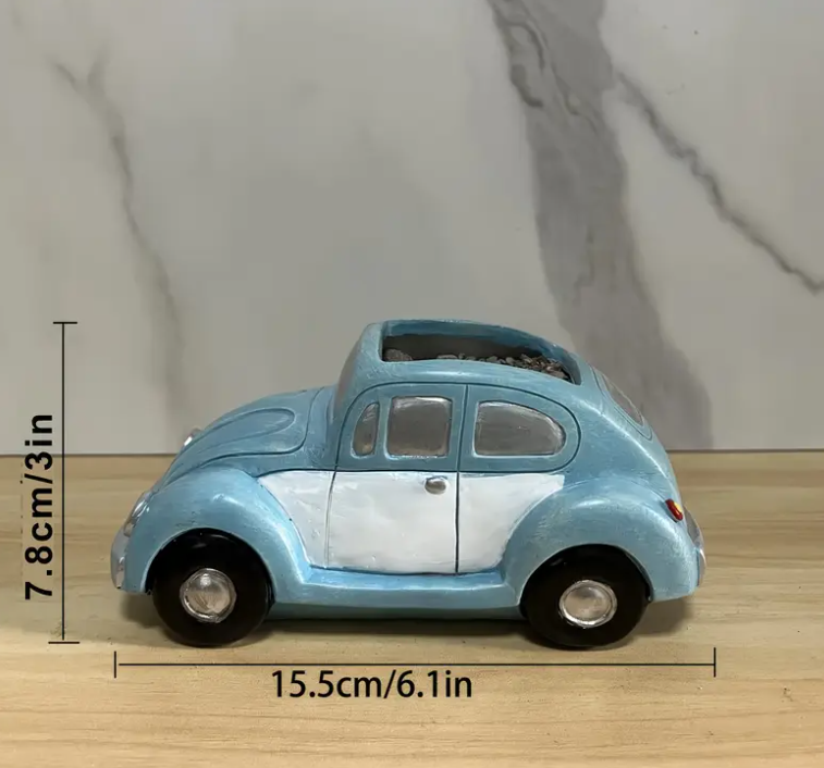 Pot de fleurs vintage – Coccinelle Volkswagen bleue