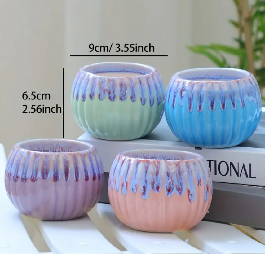 4 FLOW Ceramic Flower Pots