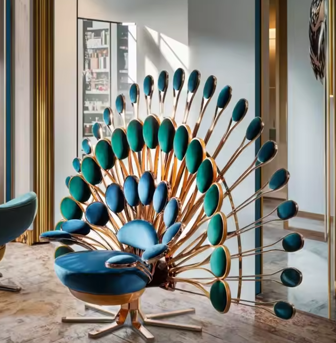 Italiaanse Luxe Pauw Designstoel – Moderne Custom Art Vrijetijdsstoel