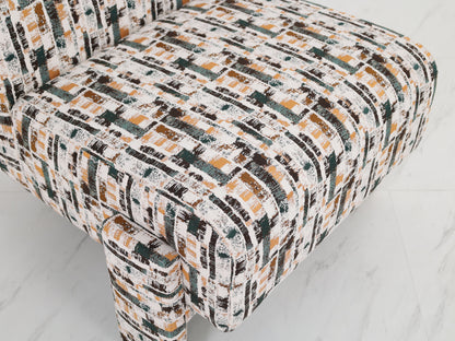 Moderne Retro Lounge Chair – Stoffen Fauteuil met Abstract Patroon 76x86x86
