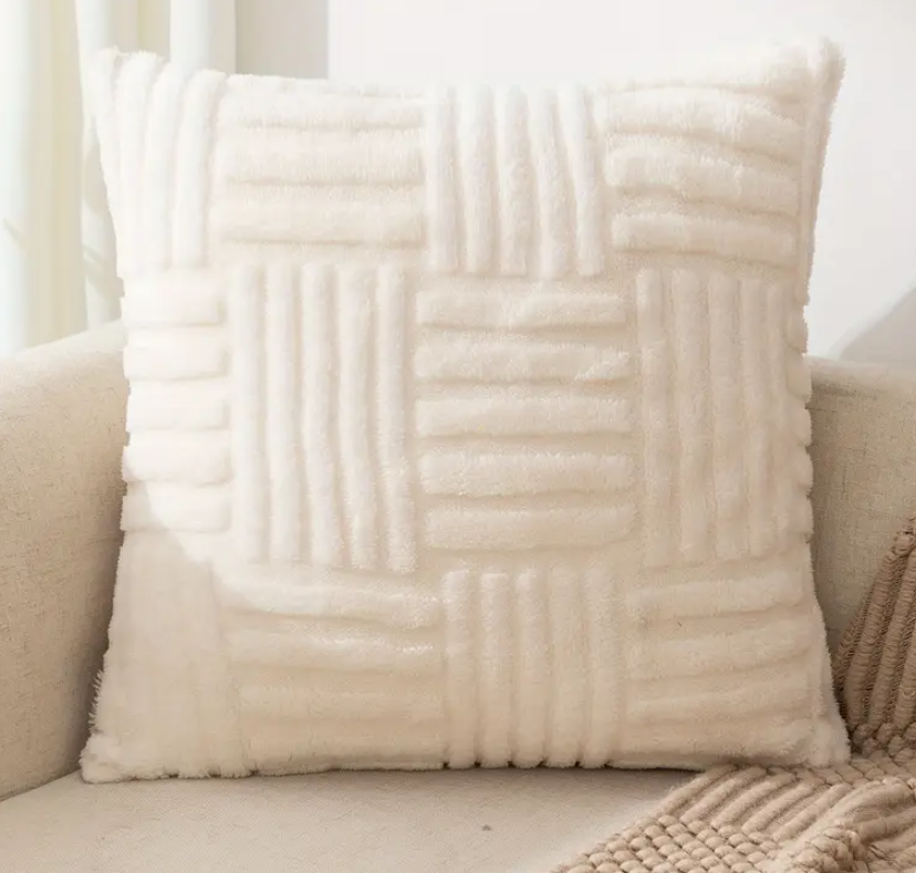 Sneeuwvlok Fluwelen Kussenhoes 50X50CM– Boho Gestreept Design met Ritssluiting