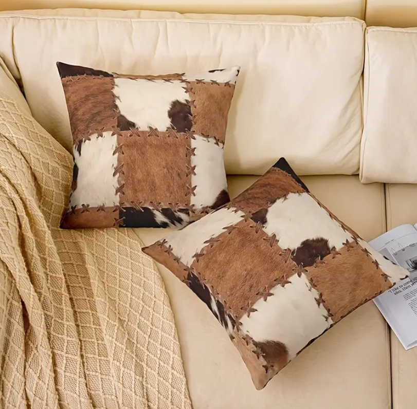 Set van 2 Kussenhoezen met Western Koeienprint – Faux Cowhide Design