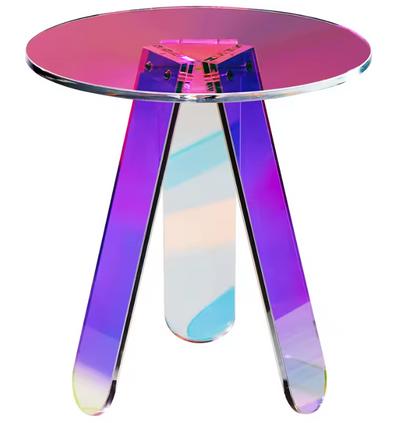 Table d'appoint ronde irisée – Design acrylique couleur arc-en-ciel (Ø 40 cm)