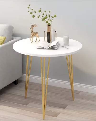 Ronde Design Bijzettafel – Minimalistische Tafel met Zwarte of Gouden Poten en Verschillende Diameters