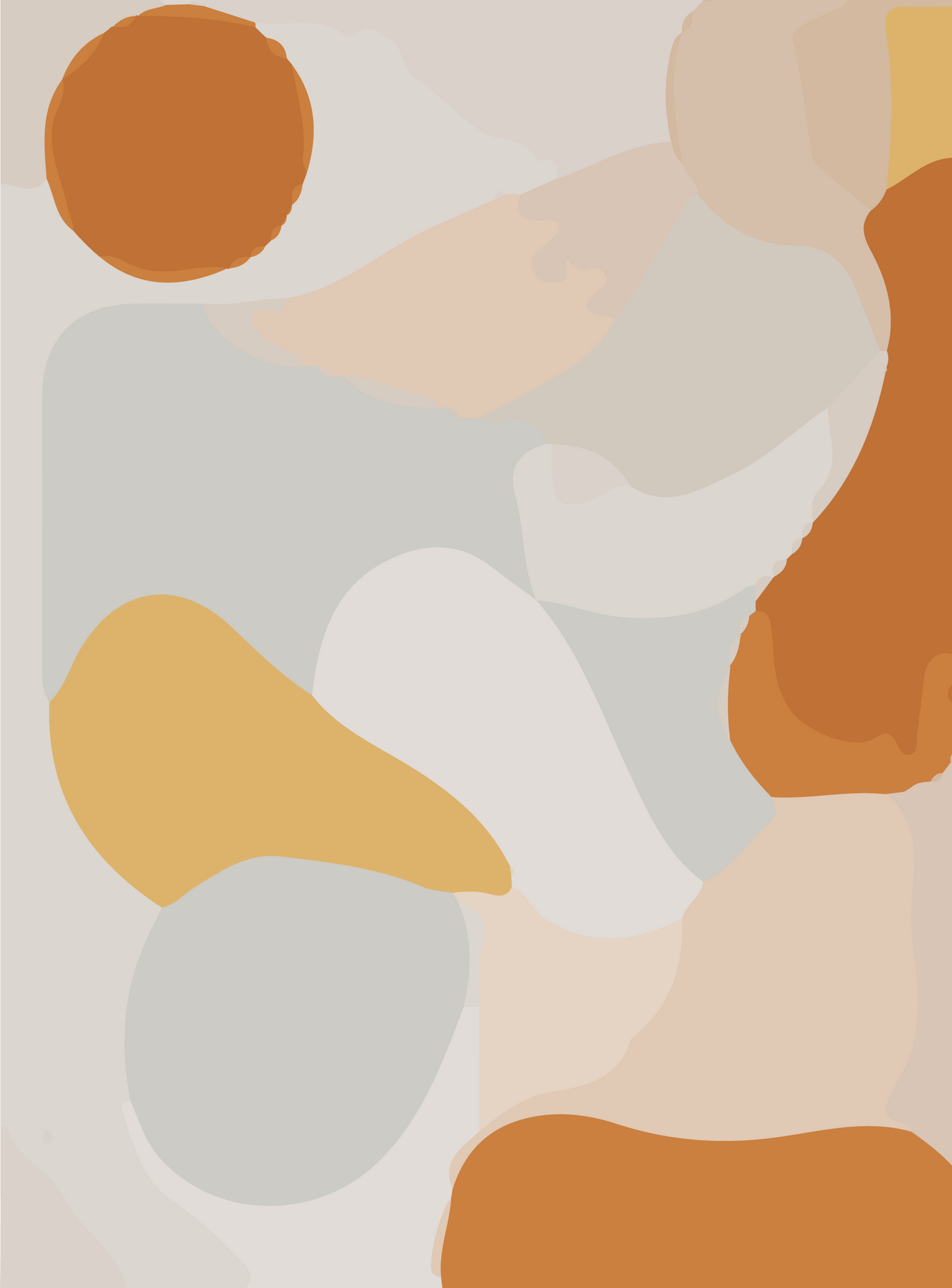 Set van 2 Moderne Wanddecoraties – Abstract en Vrouwelijk Portret in Trendkleuren 2025 – Aardetinten & Blauwgrijs