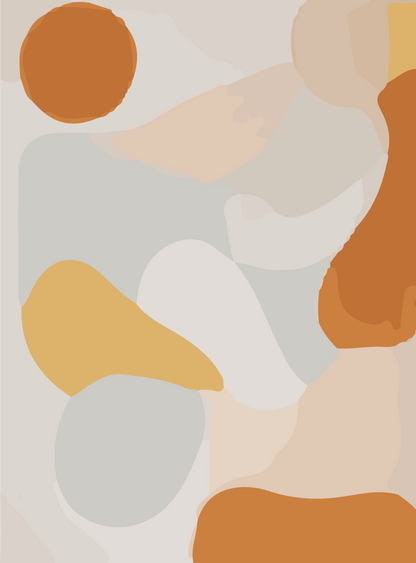 Set van 2 Moderne Wanddecoraties – Abstract en Vrouwelijk Portret in Trendkleuren 2025 – Aardetinten & Blauwgrijs