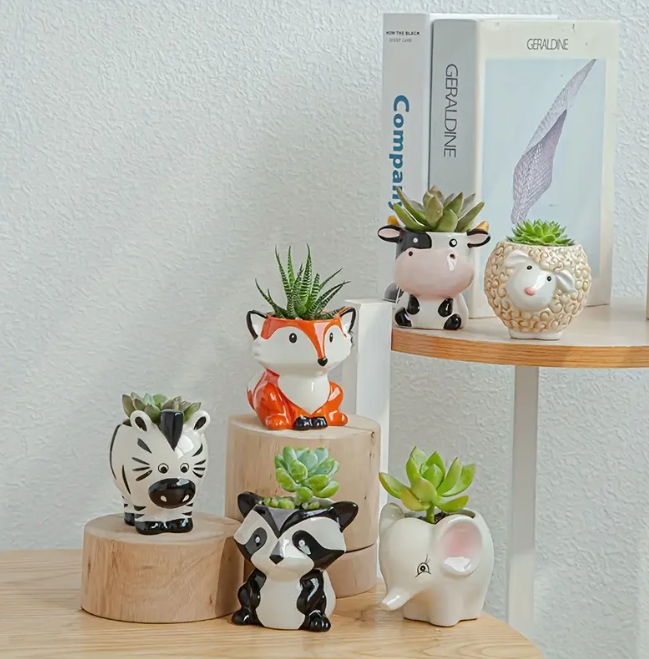 Pots de fleurs en céramique en forme d'animaux