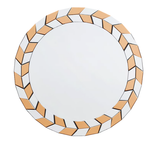Art-deco Ronde Wandspiegel – 60 cm – Zilver & Tawny Design met 3D-Effect – Luxe Muurdecoratie