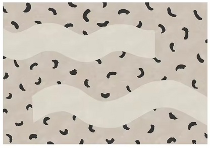 Design Tapijt met Zwarte Abstracte Print – Luxe Woonkamer Vloerkleed met Organische Golfpatronen