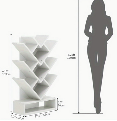 Bibliothèque blanche en forme de cœur – 4 niveaux et 11 compartiments – Étagère de rangement en bois de grande capacité pour salon, chambre ou bureau