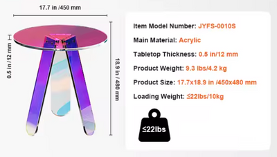 Table d'appoint ronde irisée – Design acrylique couleur arc-en-ciel (Ø 40 cm)