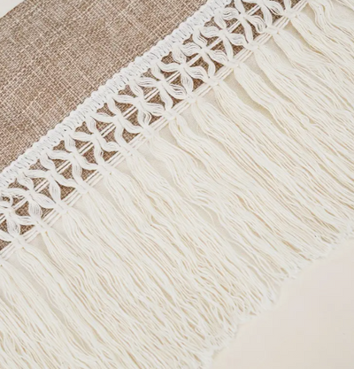 Set van 2 Boho Kussenhoezen met Franjes – Linnenlook in Beige & Bruin (45x45 cm of 50x50cm)