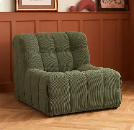 Retro Ribstof Loungefauteuil – Comfort met Karakter in verschillende kleuren