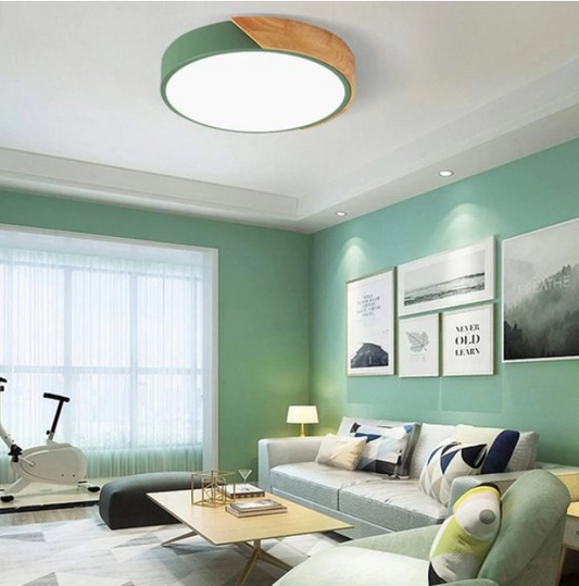 Scandinavische Plafondlamp – Creatief & Modern – Hout & Groen Design – Voor Woonkamer, Slaapkamer of Thuiskantoor