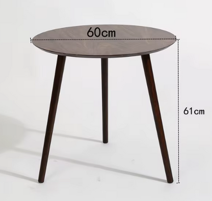 Ronde Grenen Houten Bijzettafel – Scandinavisch Design – Donkerbruin – Minimalistische Salontafel