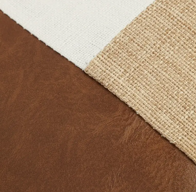 Moderne Kussenhoes in Linnen & PU-leer – Minimalistisch Contrastdesign (45x45 cm)