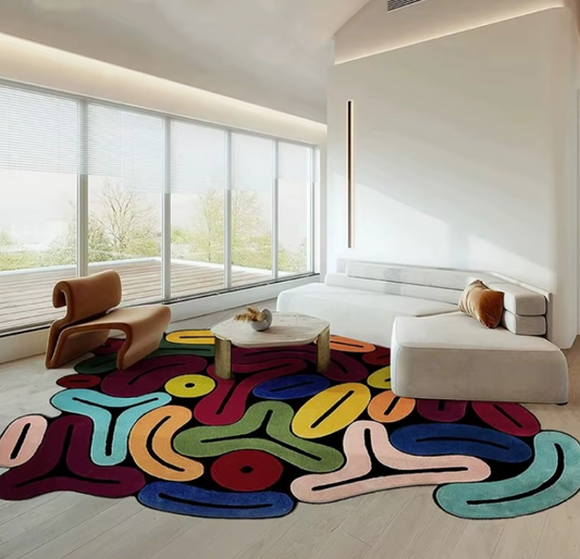 Kleurenlabyrint – Luxe Design Tapijt voor Moderne Interieurs
