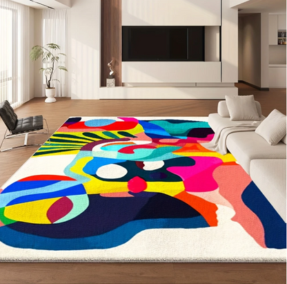 Kleurrijk Luxe Fluwelen Vloerkleed – Abstract Design – 850 g/m² – Frans Romantisch Rococo – Zacht & Comfortabel – vanaf 100x160cm