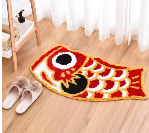 Exclusief Koi Vloerkleed – Luxe Handgetuft Kasjmier Look Tapijt in Japanse Stijl – Antislip & Absorberend