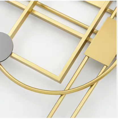 FUDA Abstracte 3D Metalen Wanddecoratie – Gouden Geometrie wanddecoratie 144 × 74 × 6 cm