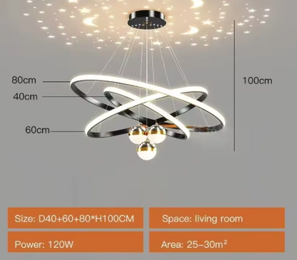 Nordic LED Kroonluchter met Sterrenhemelprojectie – Luxe Design voor Woonkamer en Keuken