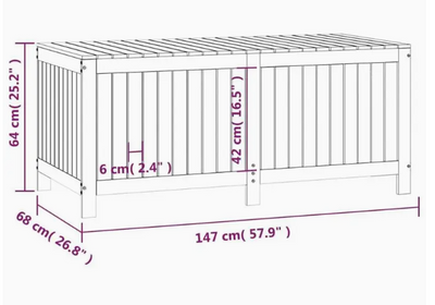coffre de rangement extérieur 147x68x64 cm en bois d'épicéa massif