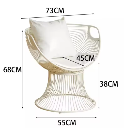 Italiaanse Design Draadstoel in Witte Metaal met Kussen – Moderne Lounge Chair voor buiten