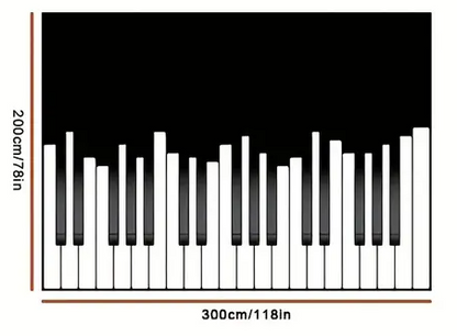 Tapis design piano - 850 g/m², lavable, motif piano géométrique moderne noir et blanc, ultra doux à poils ras avec envers antidérapant - Un accroche-regard exclusif pour le salon, la chambre et le bureau