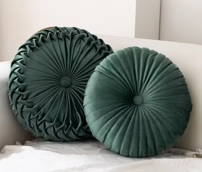 Ronde Pompoenkussens set 35x35x10 en 41x41x13 cm – Decoratief Taillekussen | Zacht Wielkussen voor Bank, Futon & Woonkamerdecoratie