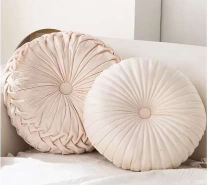 Ronde Pompoenkussens set 35x35x10 en 41x41x13 cm – Decoratief Taillekussen | Zacht Wielkussen voor Bank, Futon & Woonkamerdecoratie