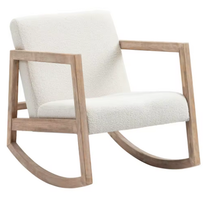 Homcom Luxe Schommelstoel – Gestoffeerd met Zachte Schapenvacht – 60x81x71 cm
