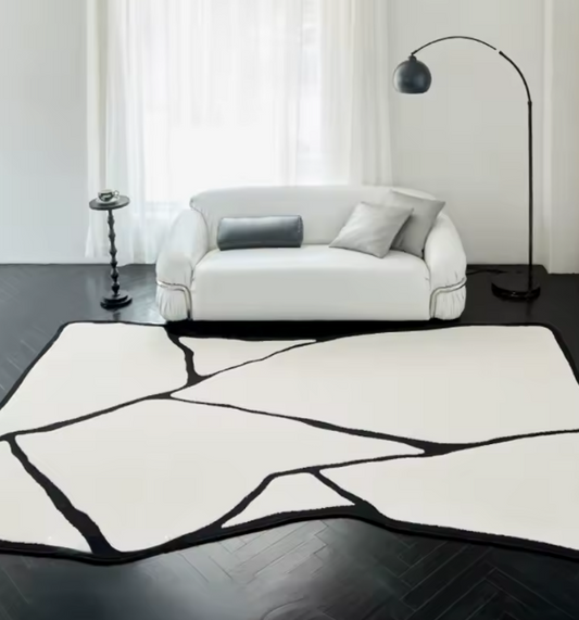 Luxe Modern Vloerkleed – zwart/wit - Zacht, Pluche & Stijlvol | Wasbaar & Antislip