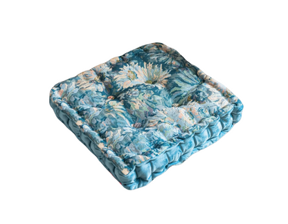 Vintage Bloemen Blauw Kussen – Luxe Jacquard Stof | 45x45cm