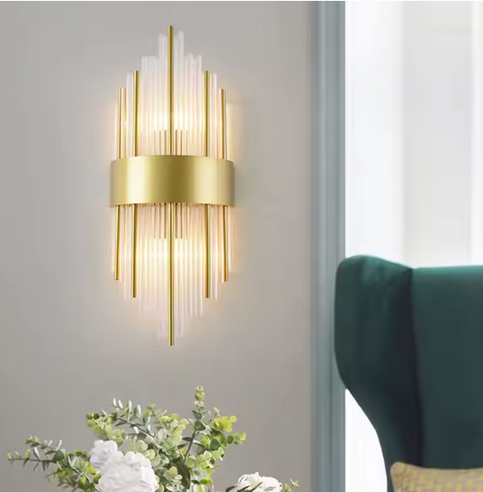 Luxe Kristallen Wandlamp in Goud | Sculpturale Eyecatcher voor Hal of Slaapkamer